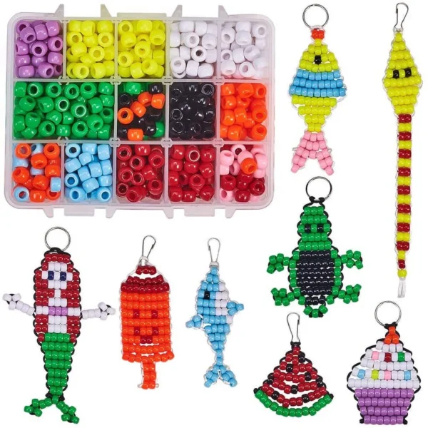 1Box 8Pairs 620Pcs Bead Pets Kit Pony Beads