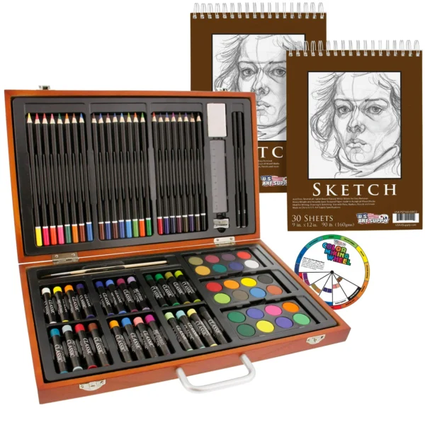 84-Piece Deluxe Artist Studio Creativity Set Wood Box Case