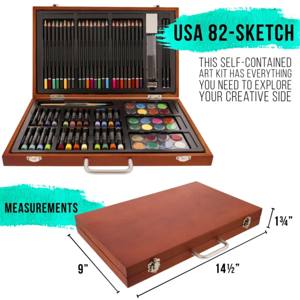 84-Piece Deluxe Artist Studio Creativity Set Wood Box Case - Image 3